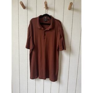Hugo Boss Slim Fit Mercerised Short Sleeve Polo Shirt Rust Red Men’s Medium